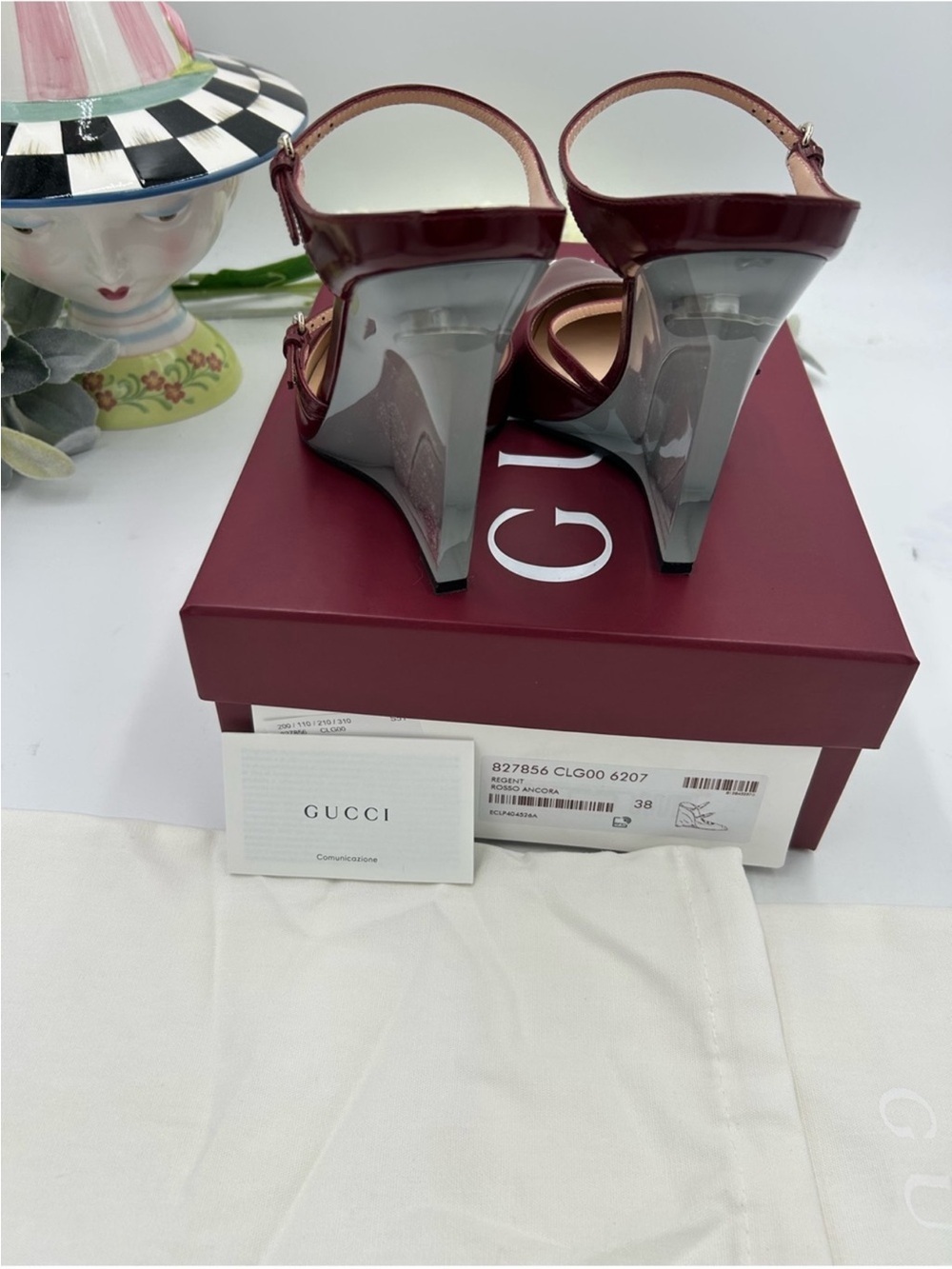 Women’s Gucci Rosso leather wedge mule size 38 made Italy - Picture 9 of 14